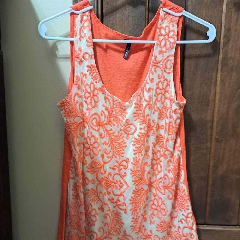 Coral and white top